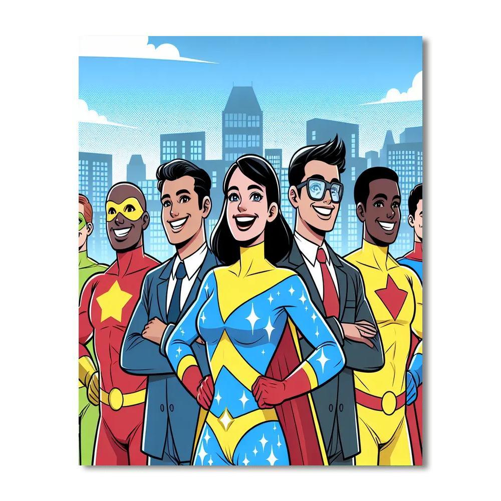 Dashing Superheroes Paint By Numbers