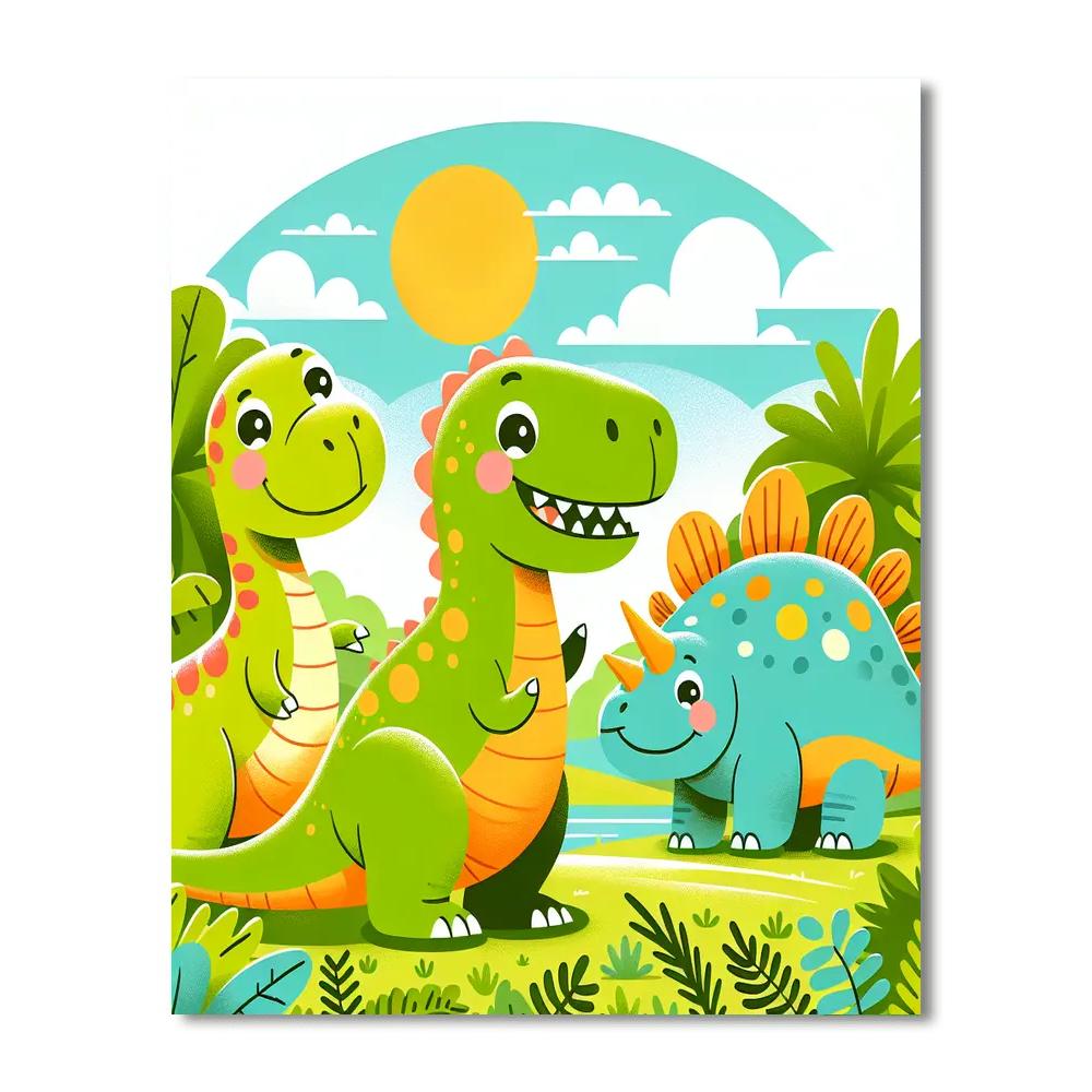 Curious Dino Friends Numbered Painting Kits