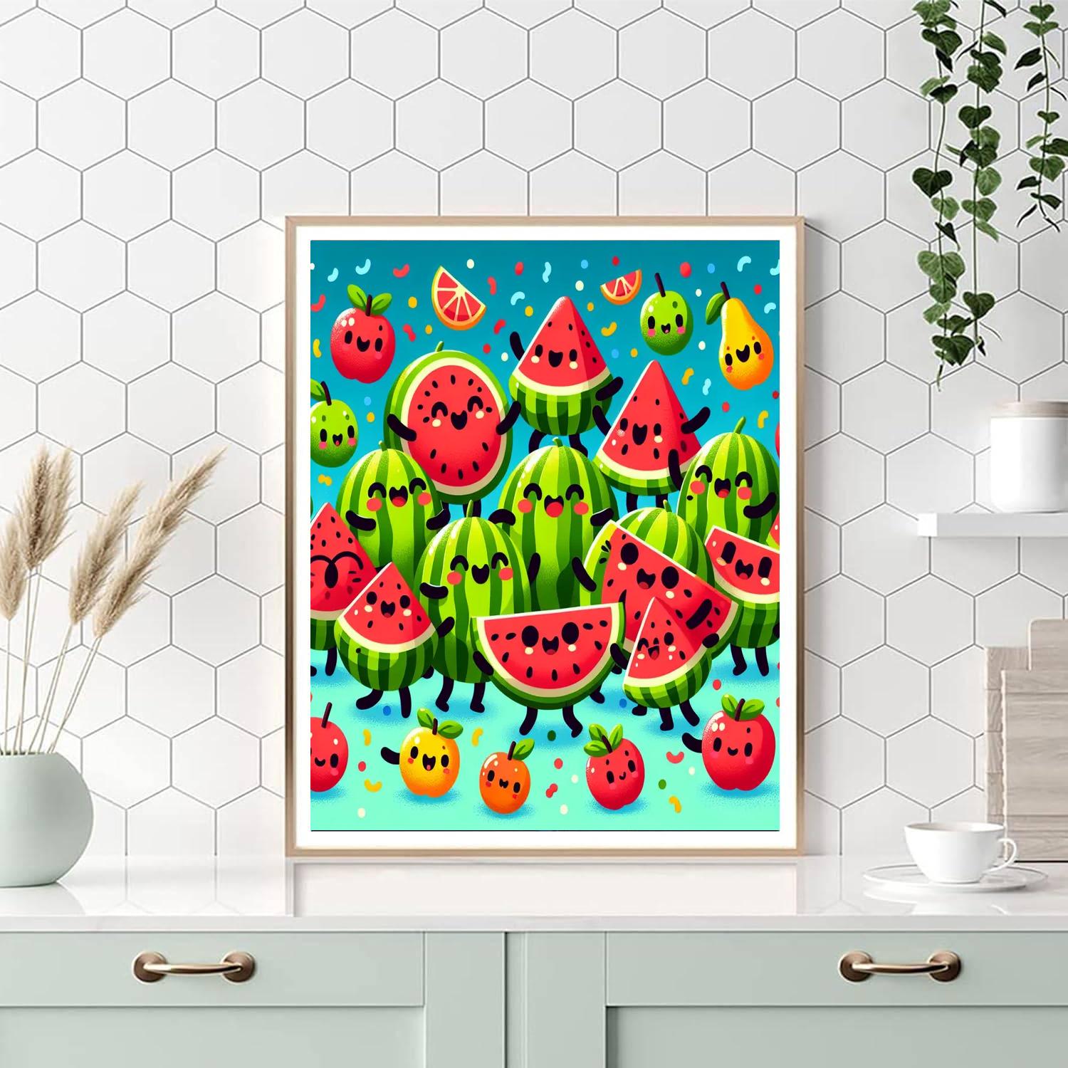 Dancing Watermelon Party Painting By Numbers Kit
