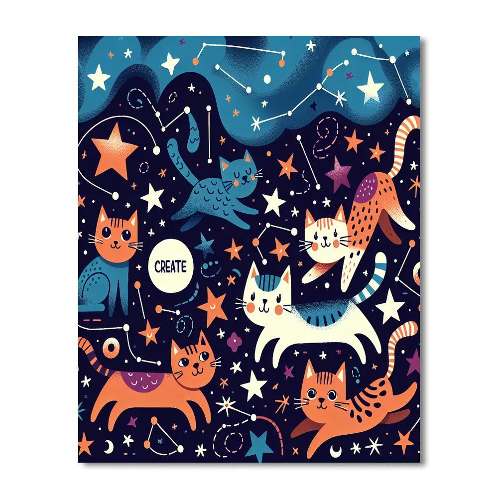 Cosmic Cat Constellations Numbered Painting Kits
