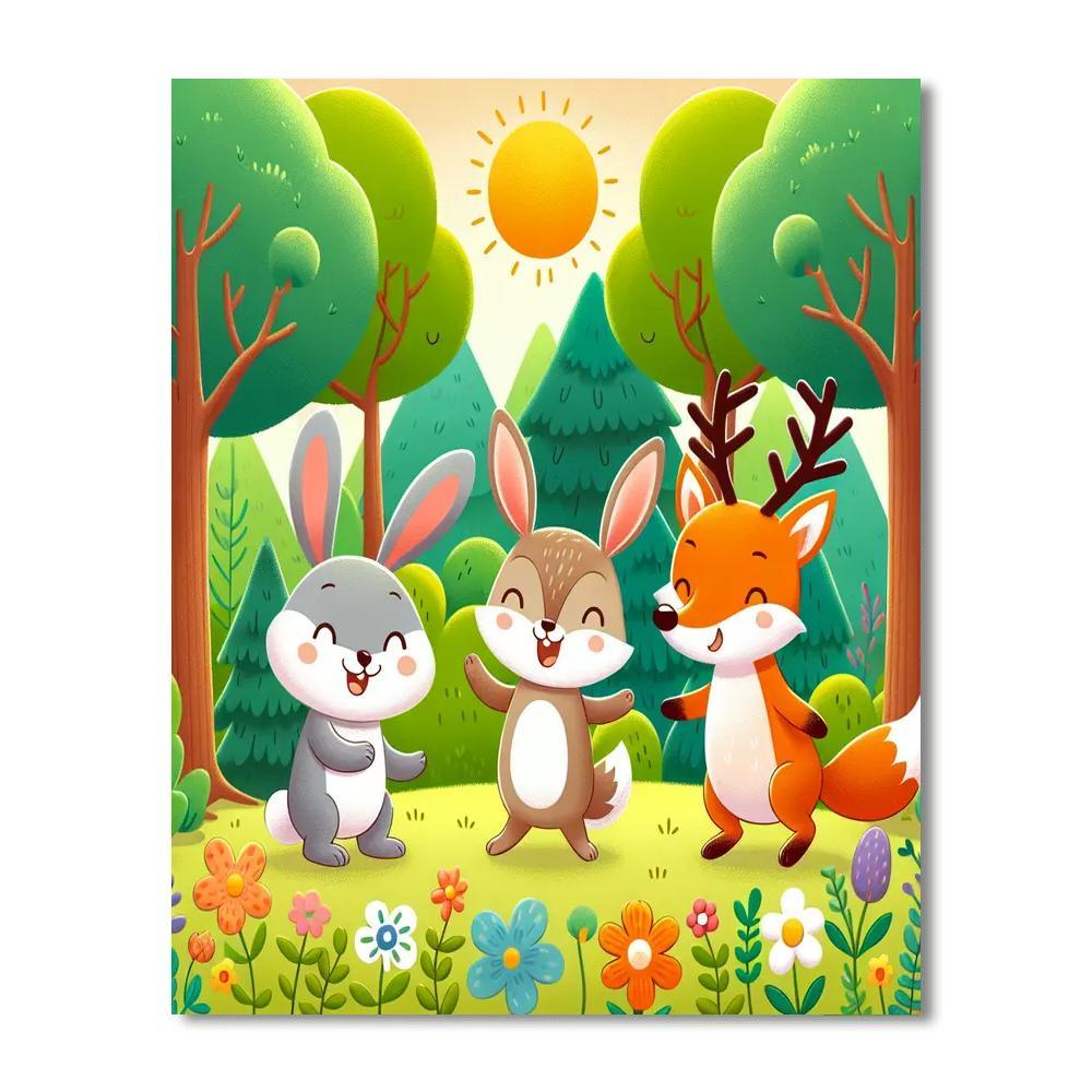 Merry Woodland Animals Paint By Numbers Art