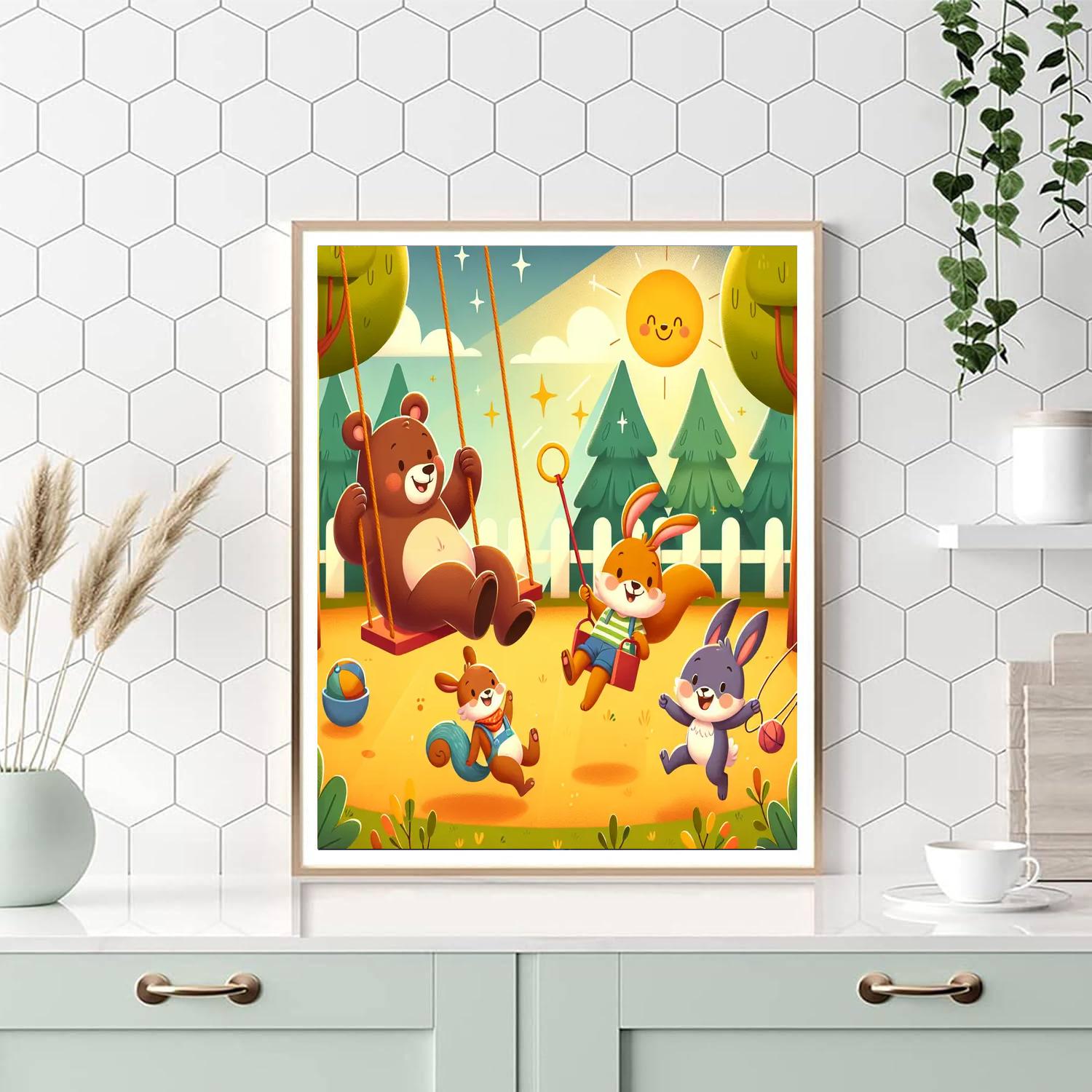 Joyful Animal Playground Numbered Painting Kits
