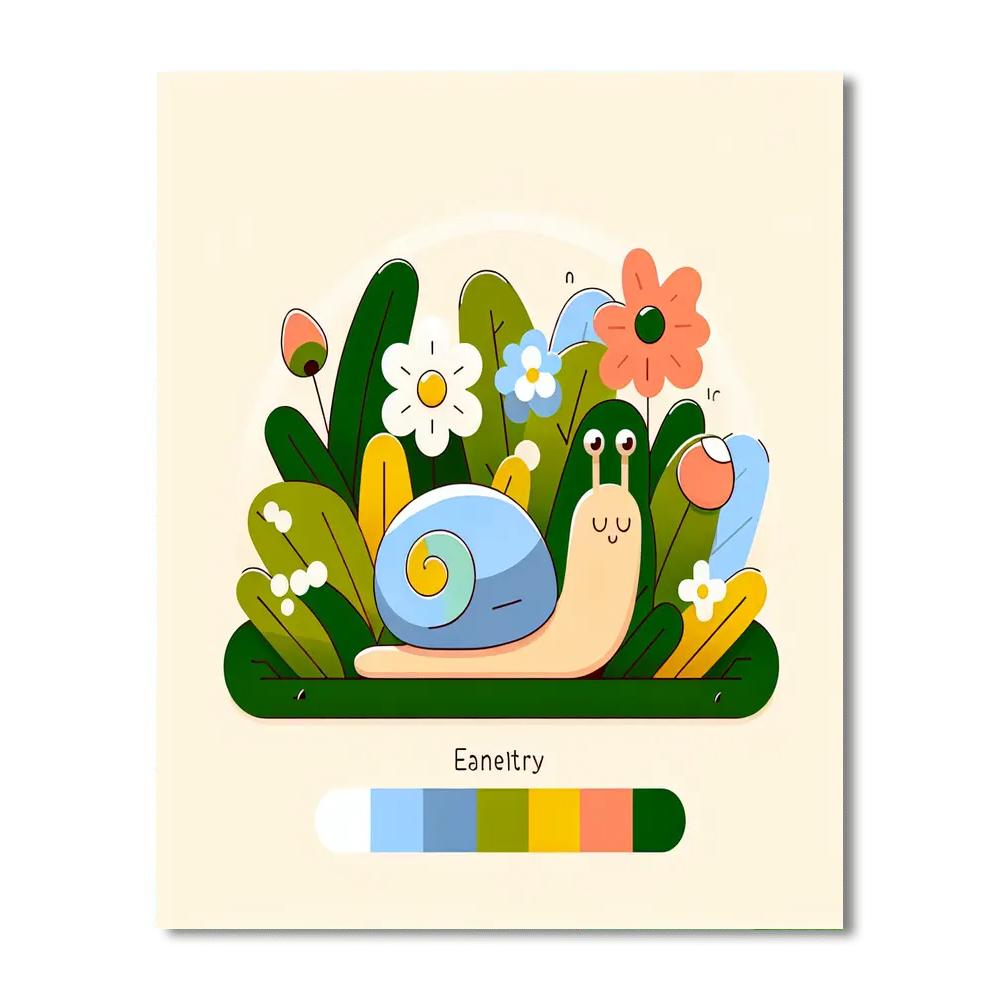 Serene Snail Sanctuary Painting Number Kit