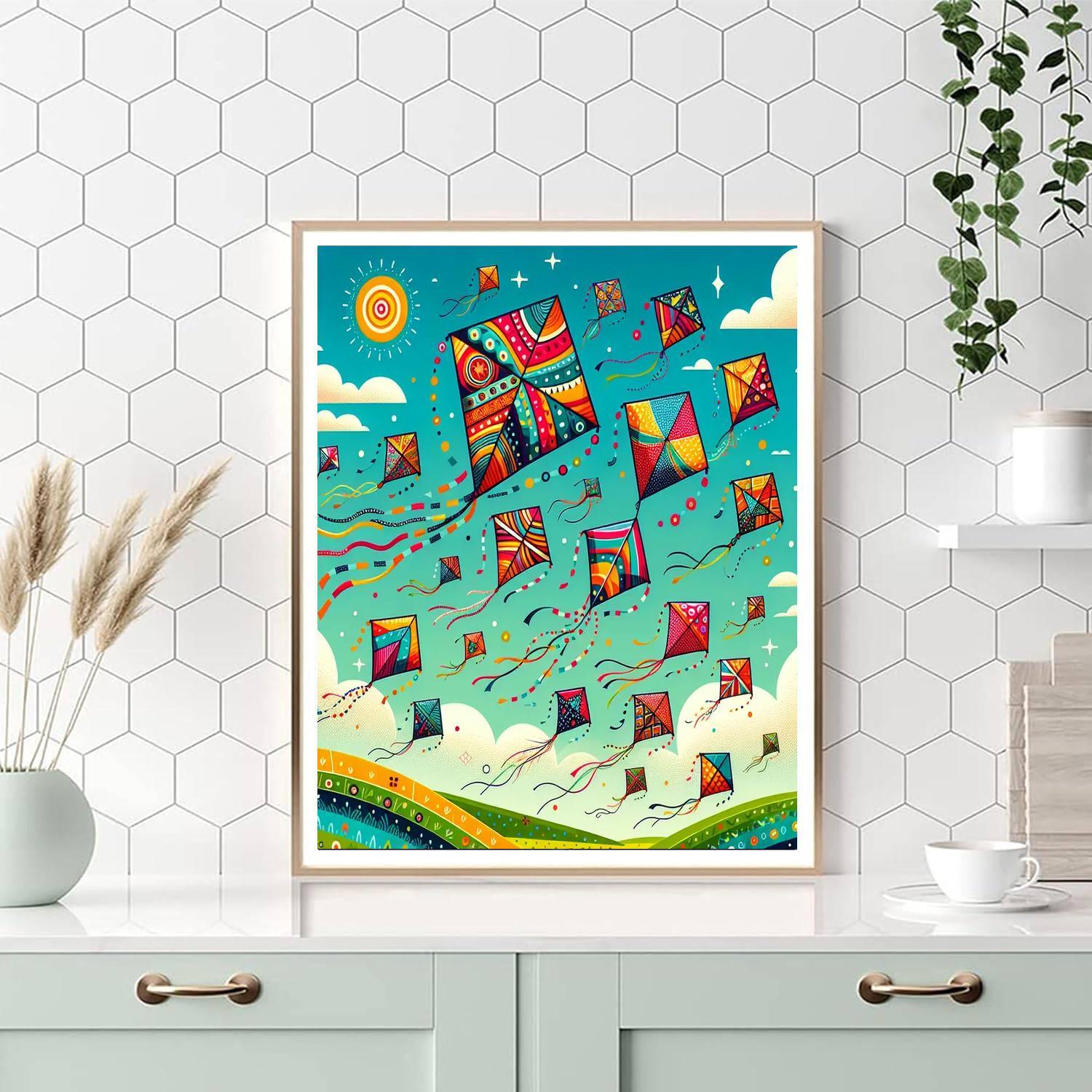 Rainbow Adventure With Kites Painting By Numbers Kit