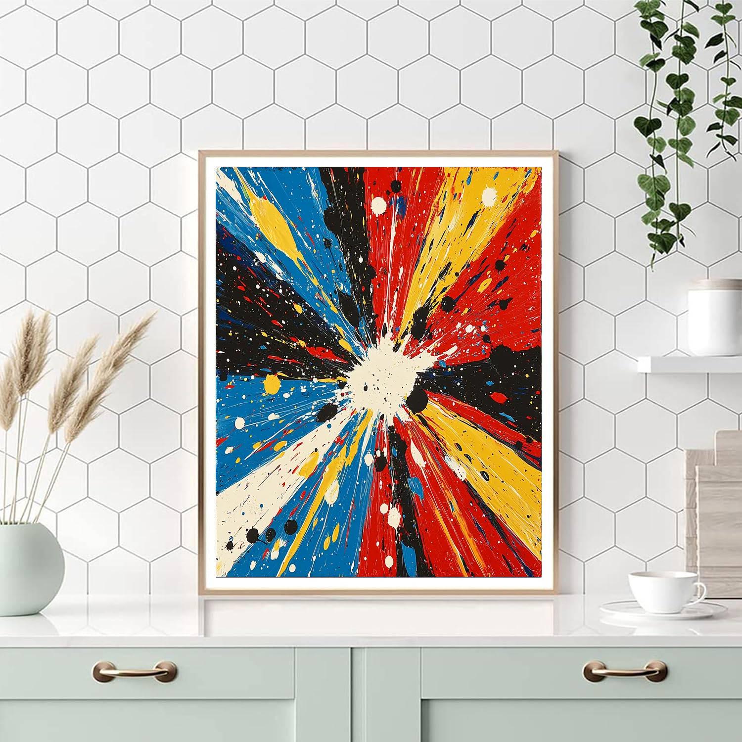 Jackson Pollock Inspired Colorful Abstract Fiesta  Numbered Painting Kits