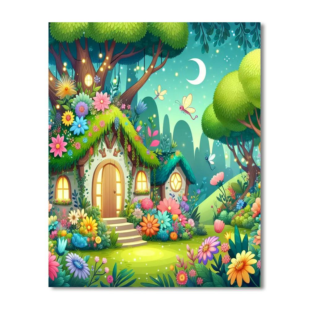 Charming Fairy Houses Number Painting