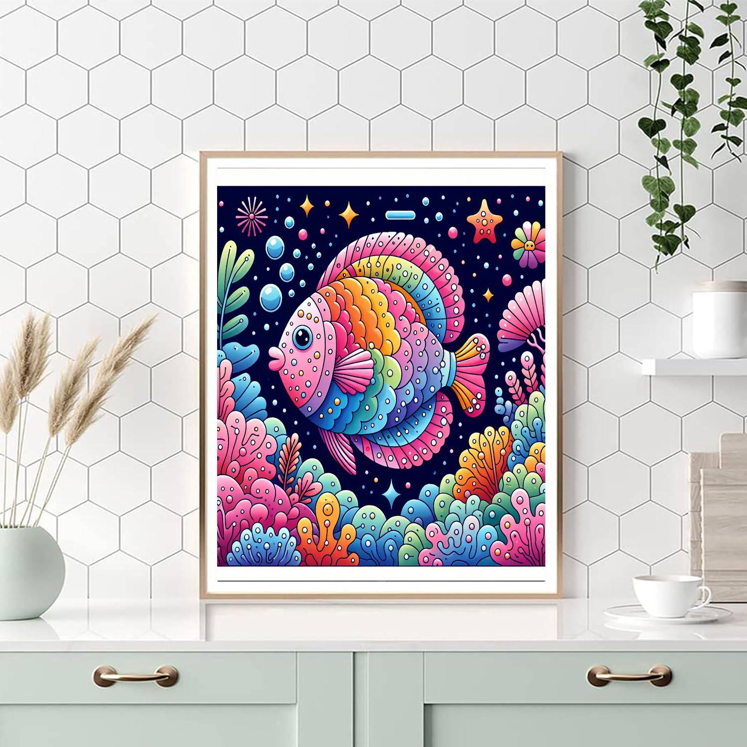 Dazzling Rainbow Fish Numbered Painting Kits