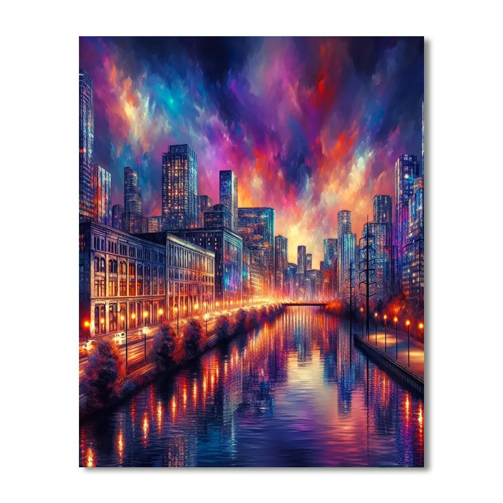 City Skyline Reflections - DIY Painting By Numbers Kit – Artistry Rack