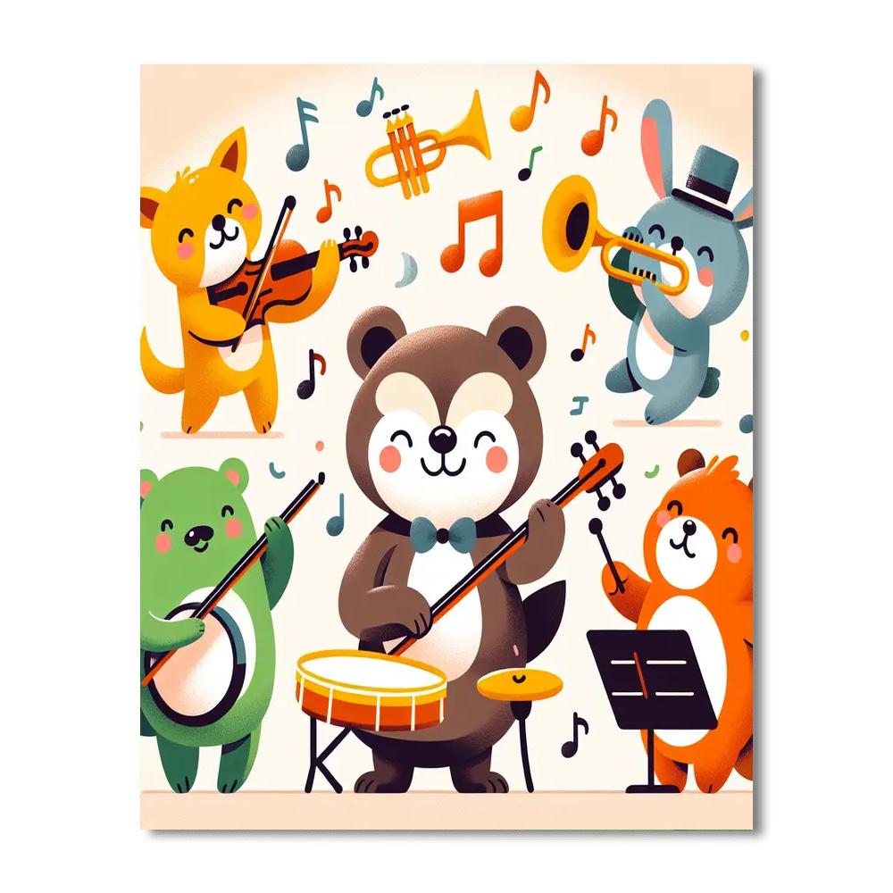 Animal Orchestra Delight Painting By Numbers Kit