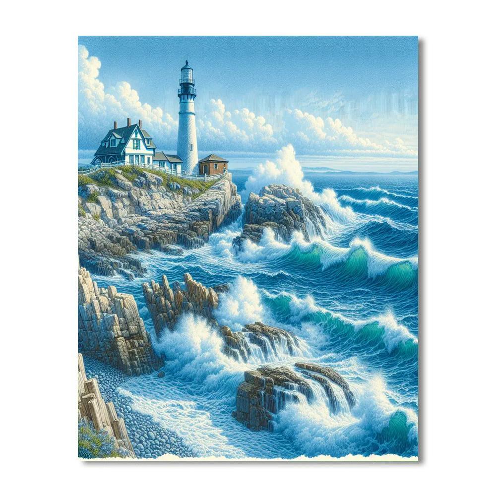 Seaside Lighthouse View Painting By Numbers Kit