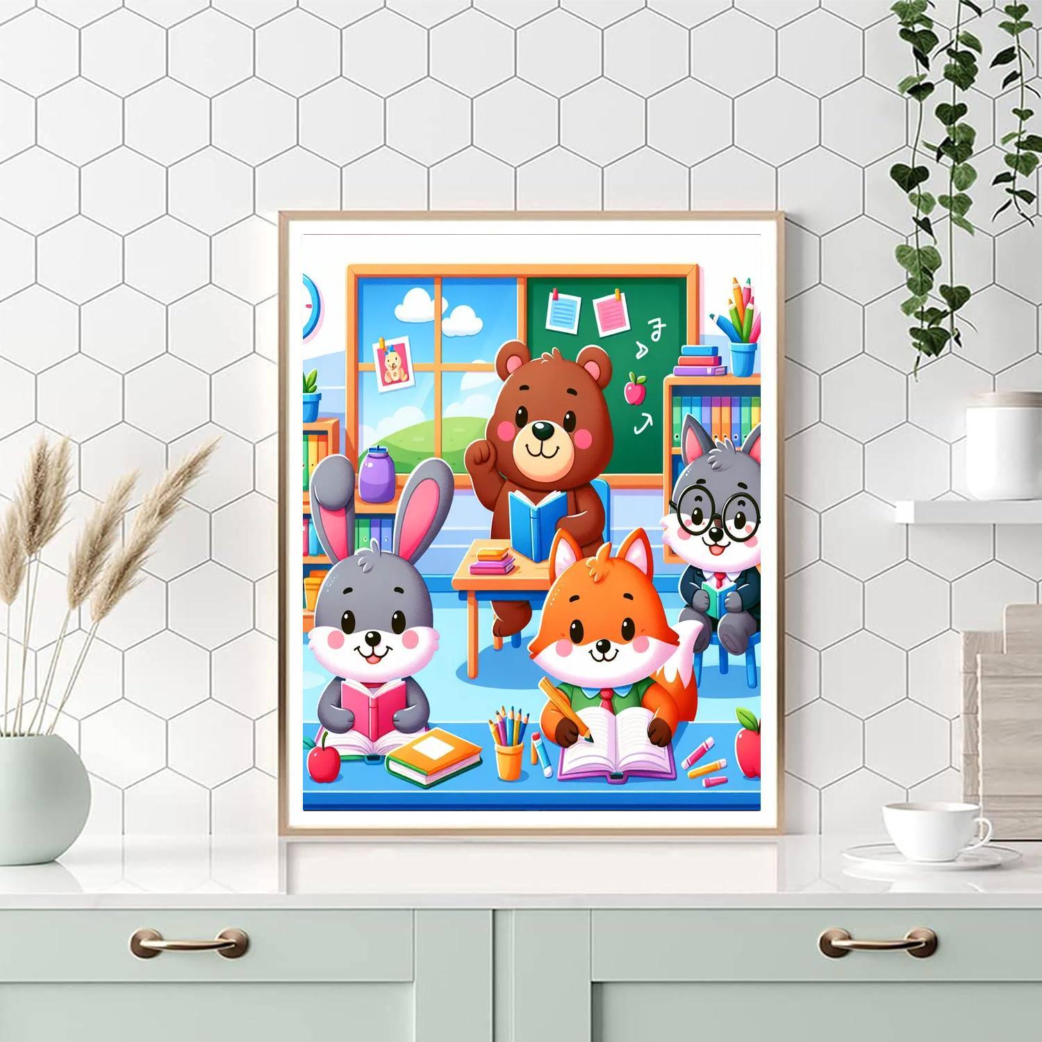 Adorable Animal School Day Paint By Numbers Kits