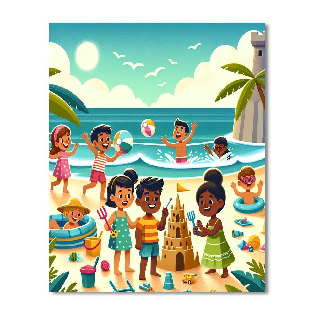 Delightful Summer Beach Number Painting