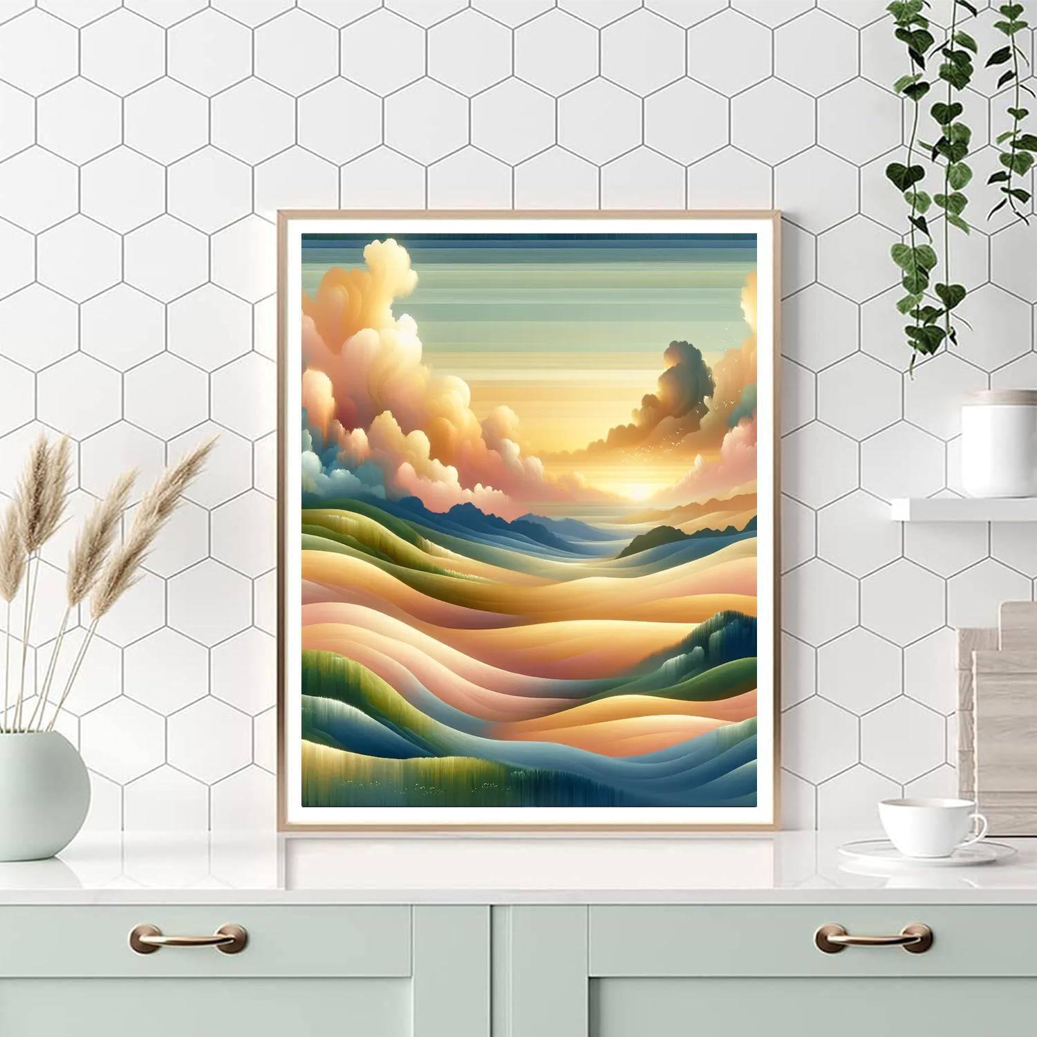 Serene Sunrise Over The Hills Painting Number Kit