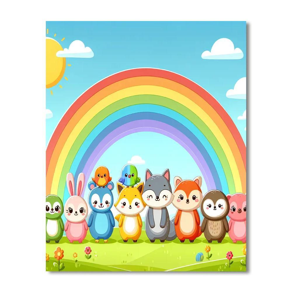Joyful Rainbow Animals Paint By Numbers Kits