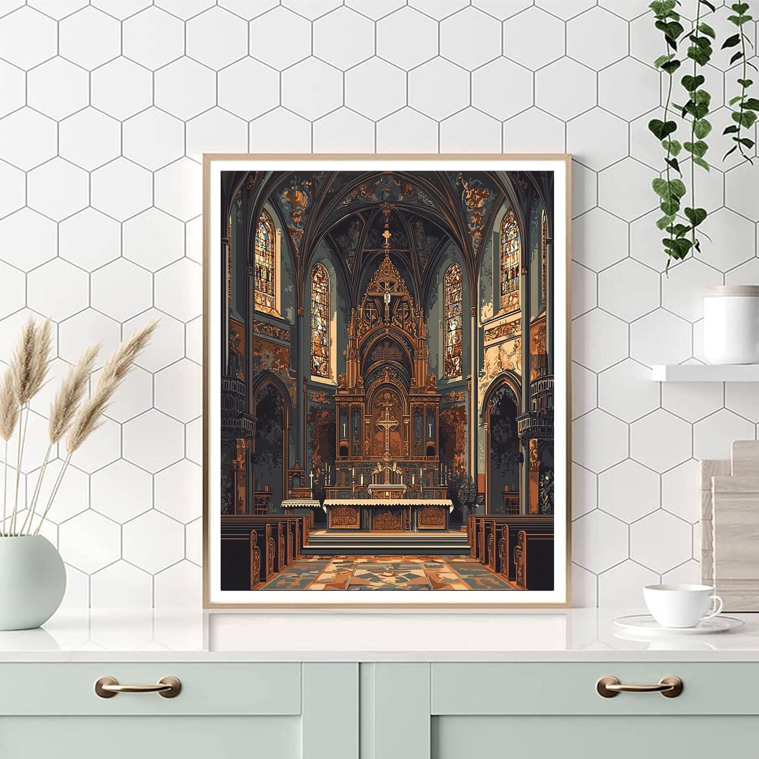 Dürer Inspired Ornate Gothic Chapel  Paint By Numbers