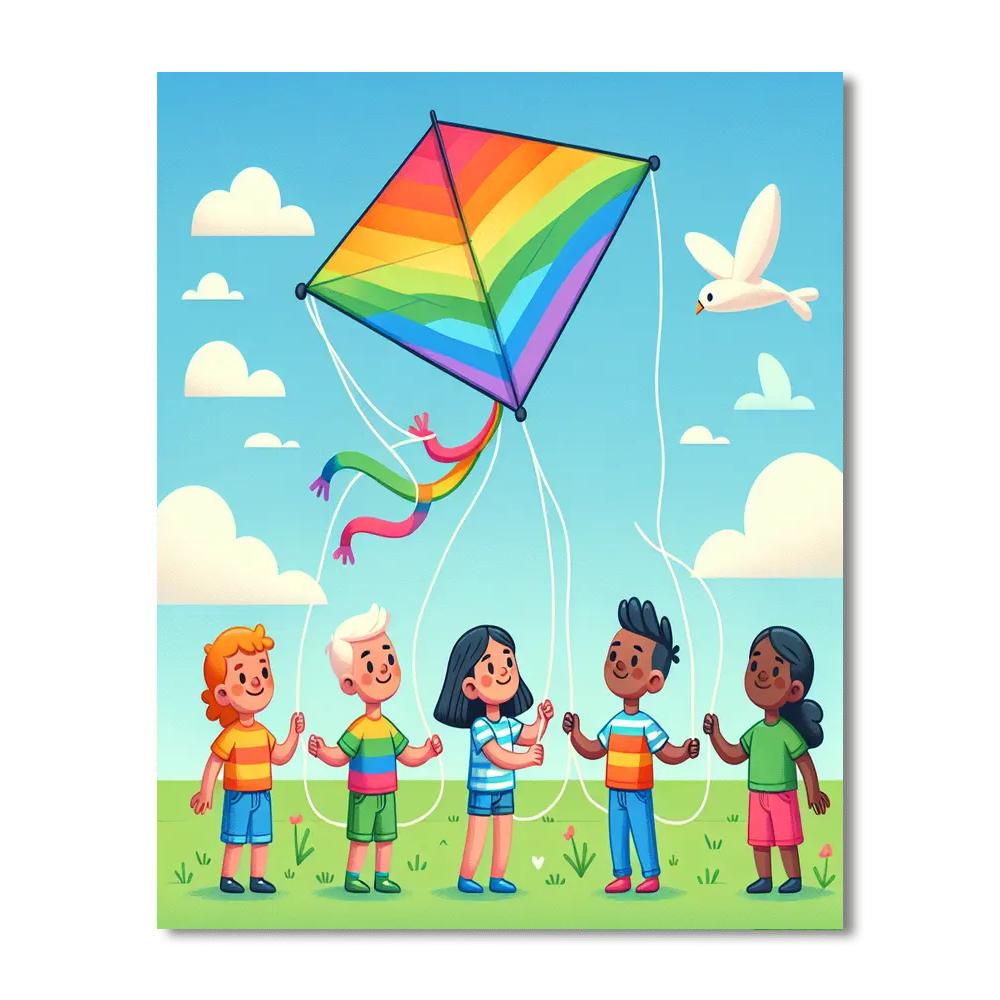 Rainbow Kite's Journey Painting By Numbers Kit