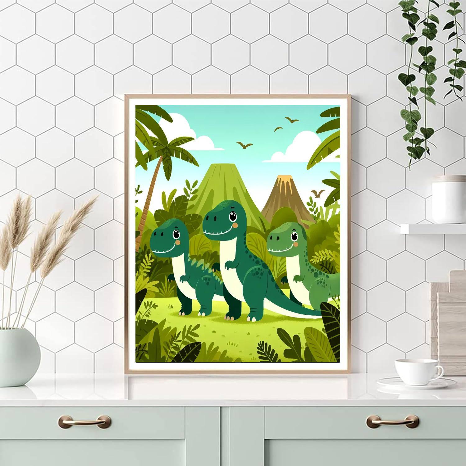 Whimsical Dinosaur Safari Painting By Numbers Kit