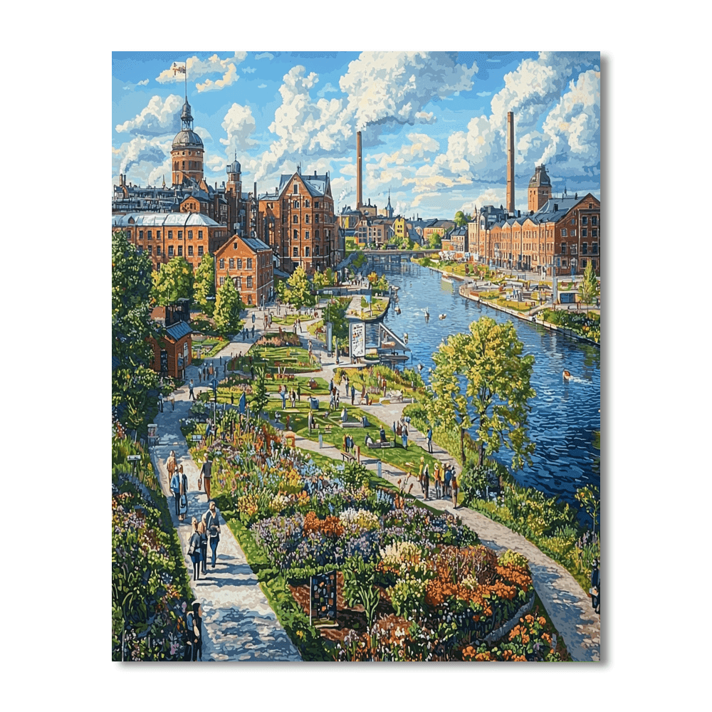 Norrköping Industrial Landscape DIY Paint By Numbers