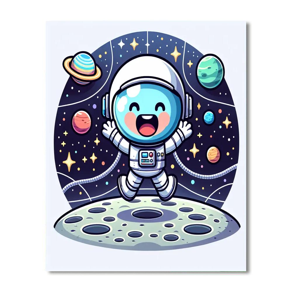 Silly Astronaut On The Moon Painting By Numbers Kit