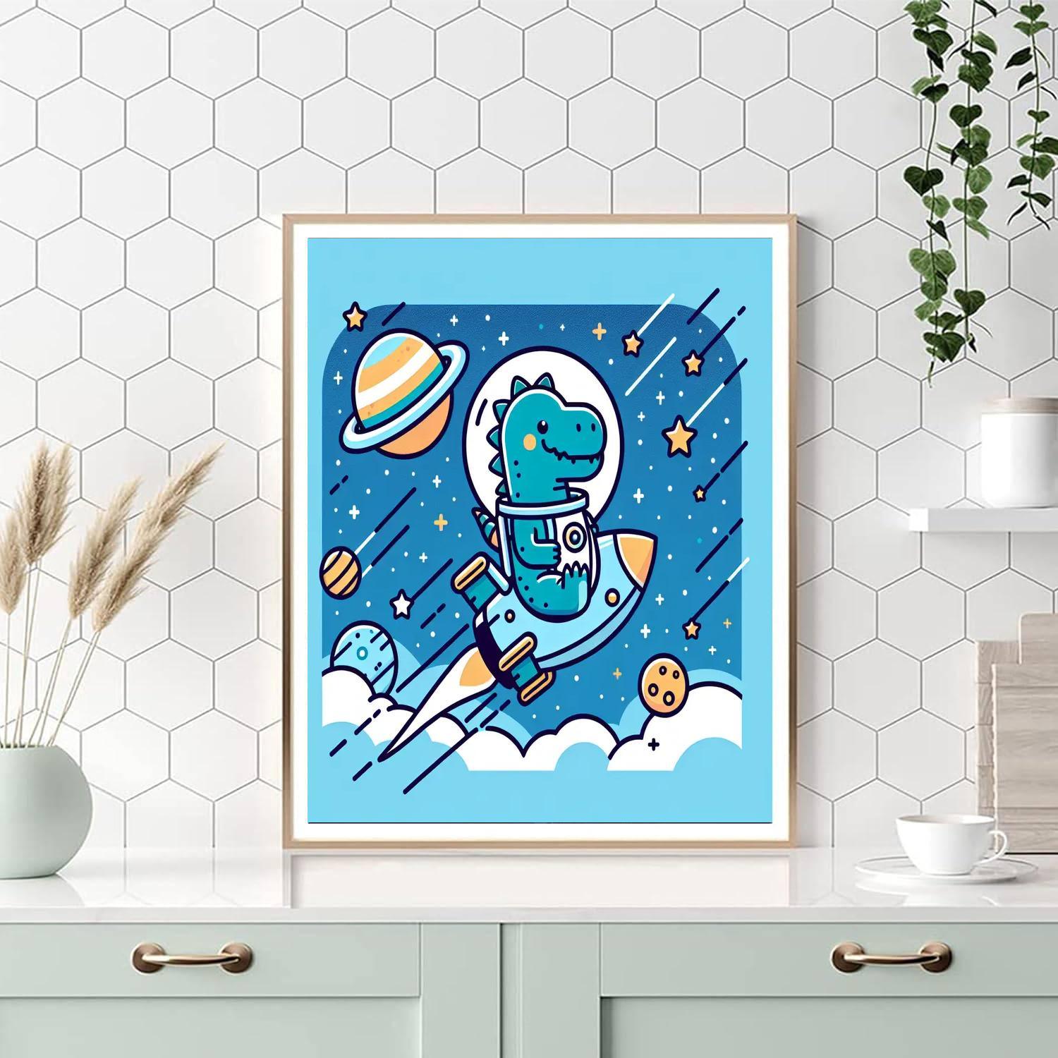 Space Dinosaurs DIY Paint By Numbers
