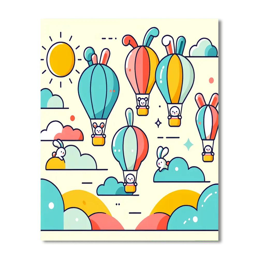 Bunny Balloon Fiesta Paint By Numbers Art