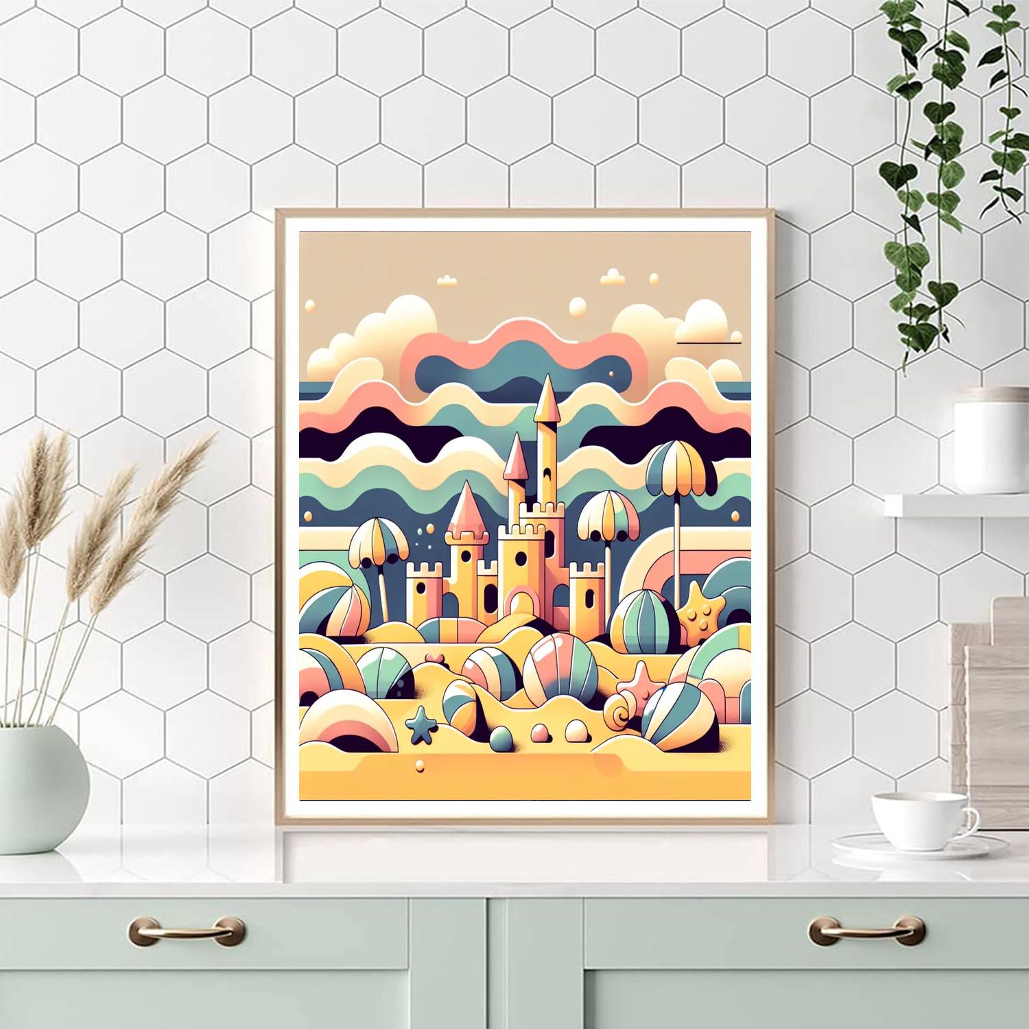 Bright Beach Day Number Painting