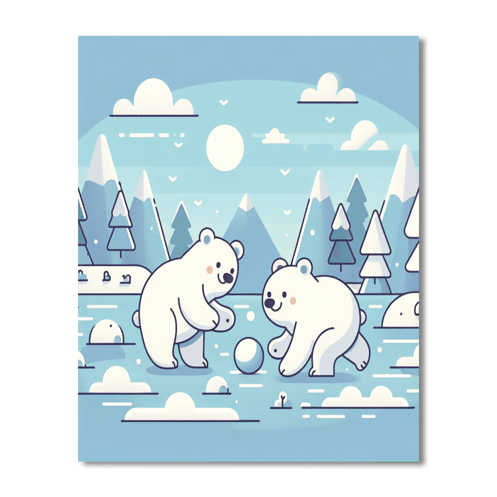 Polar Bear Playtime Number Painting