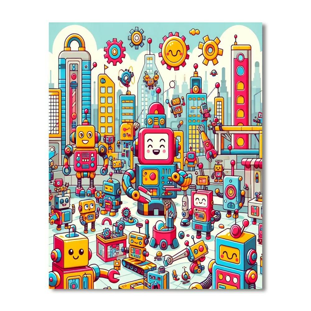 Friendly Robot World Paint By Color
