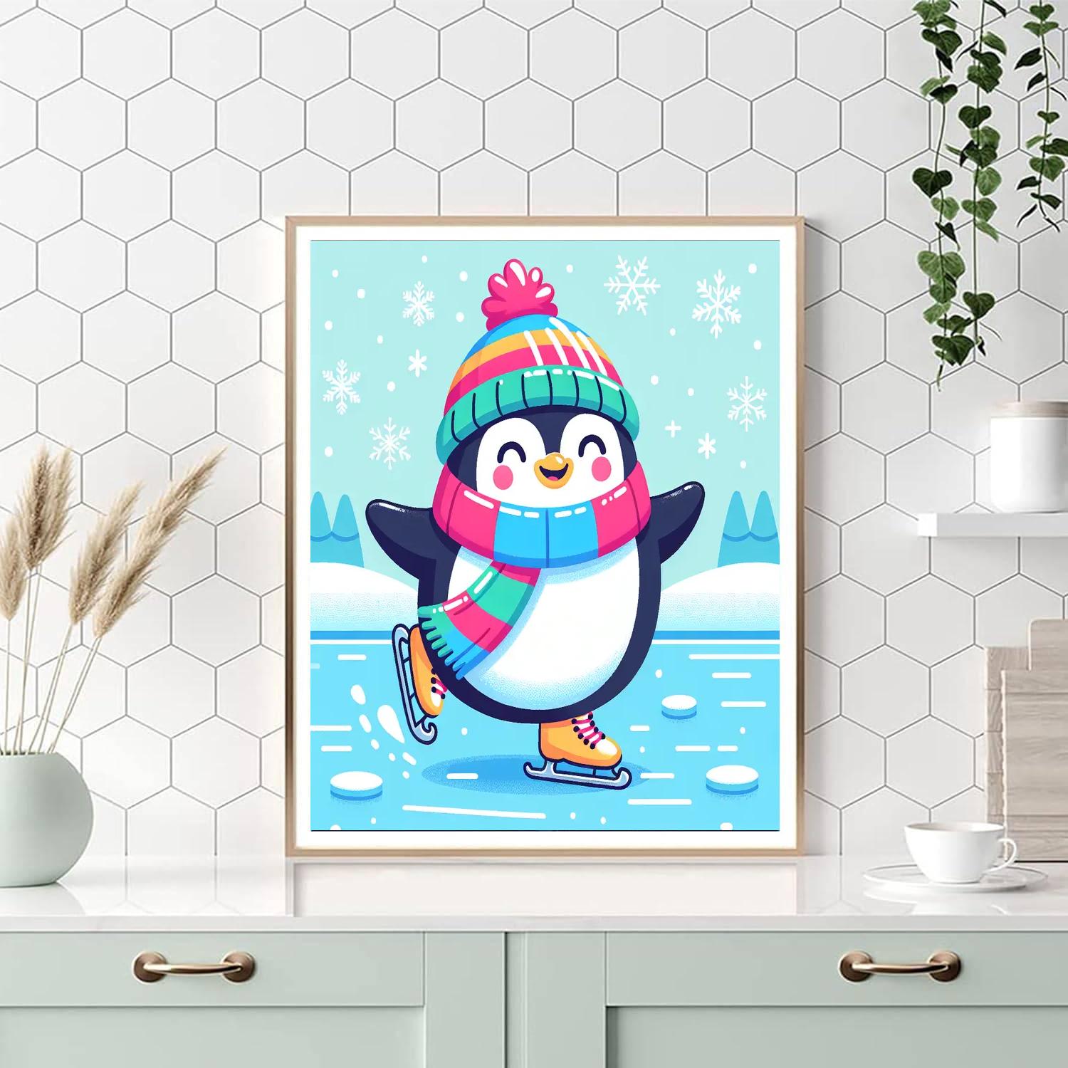Joyful Skating Penguin Numbered Painting Kits