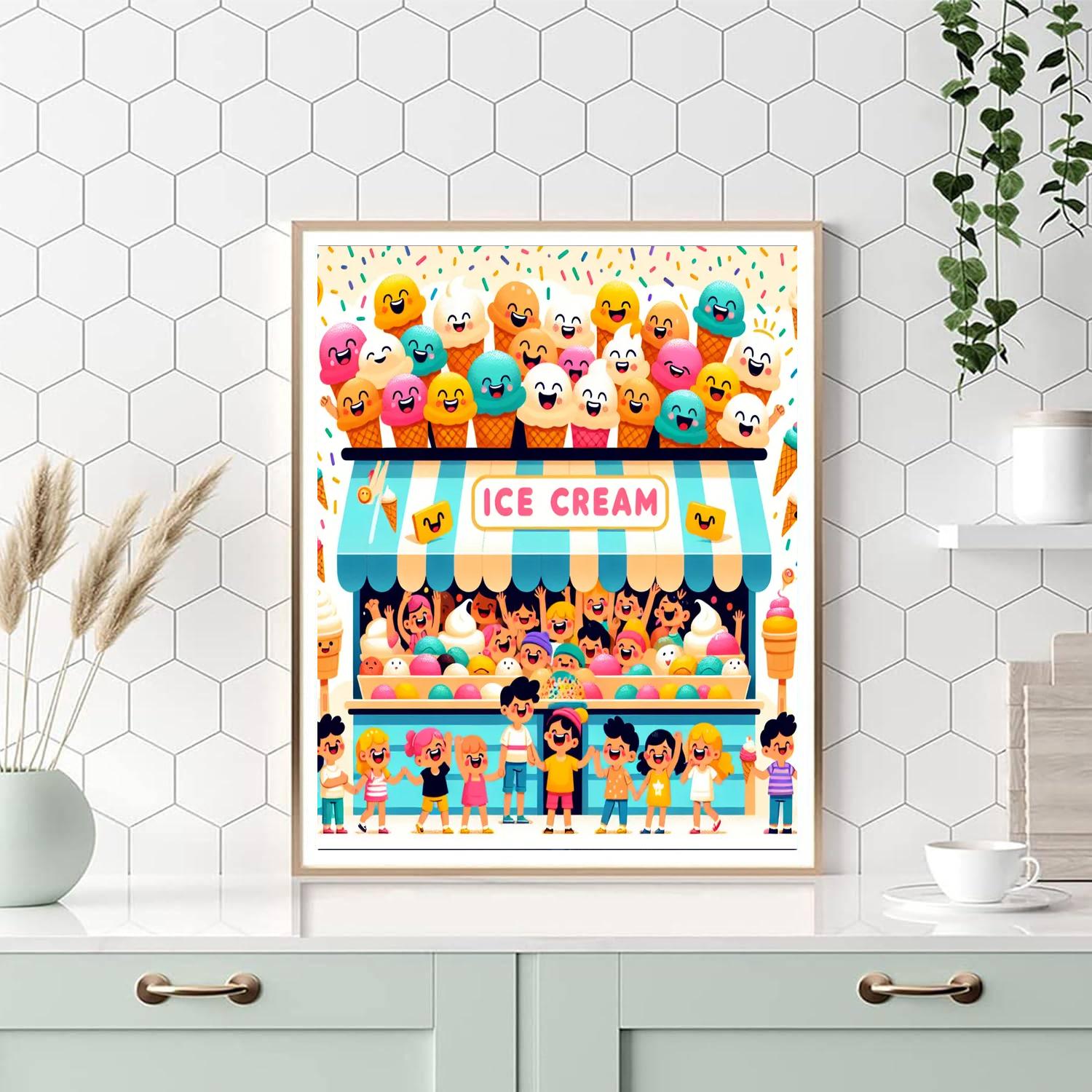 Cheery Ice Cream Shop Painting By Numbers Kit