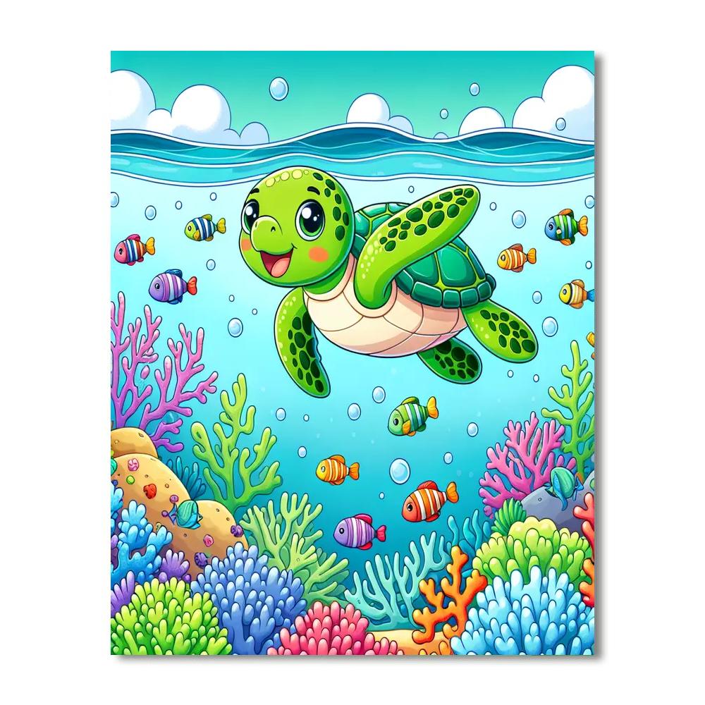Sassy Sea Turtle Number Painting