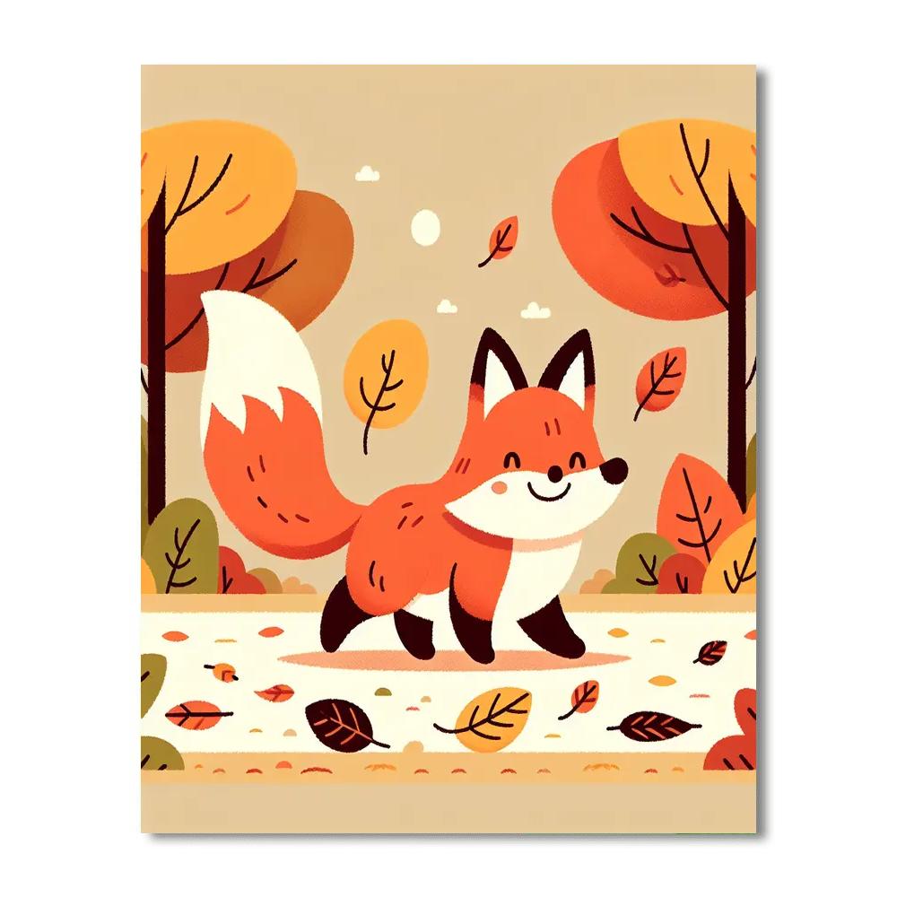 Fuzzy Fox's Autumn Stroll Numbered Painting Kits