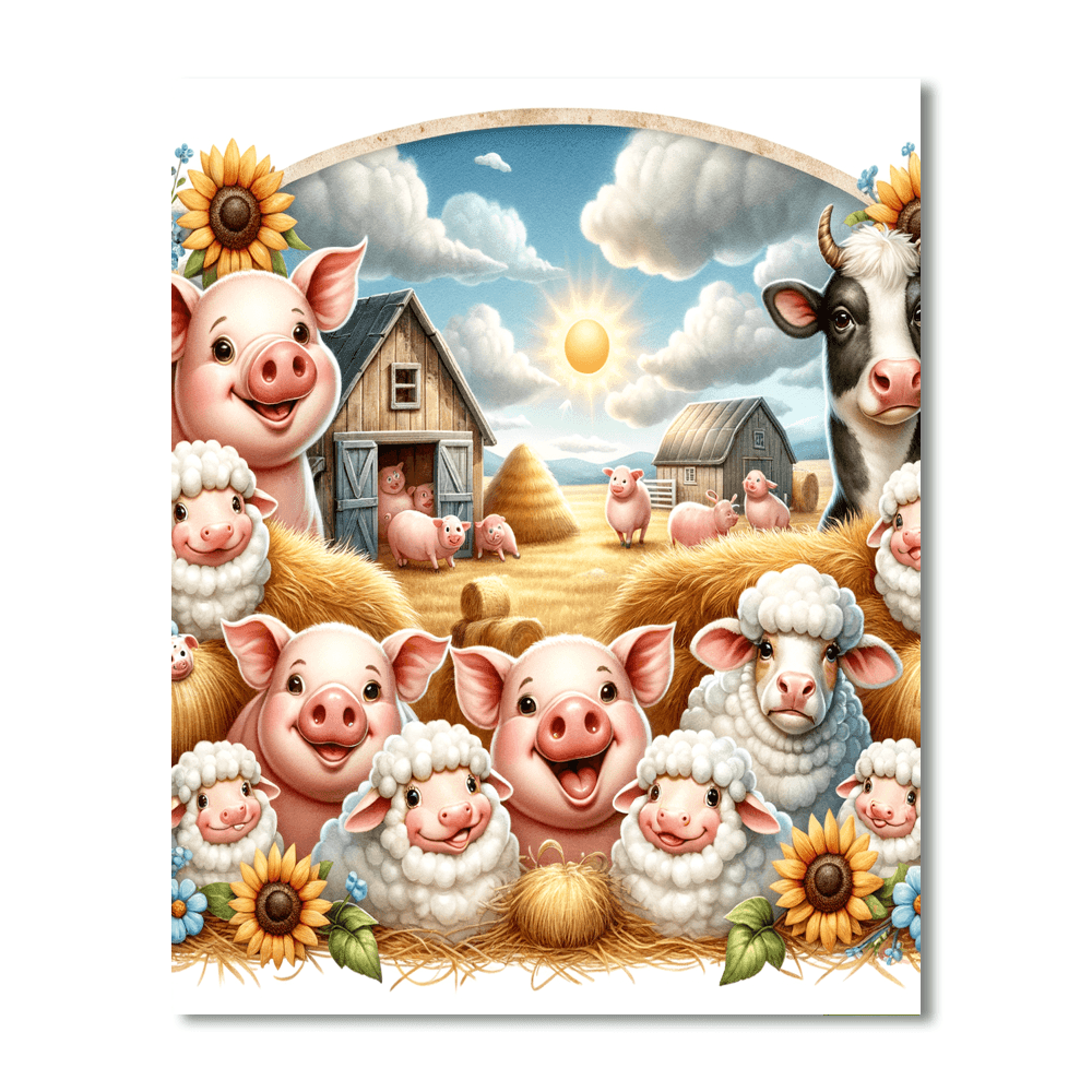 Cheerful Farm Animals Paint By Color