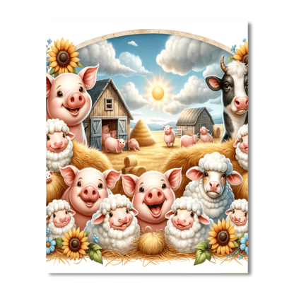 Cheerful Farm Animals Paint By Color
