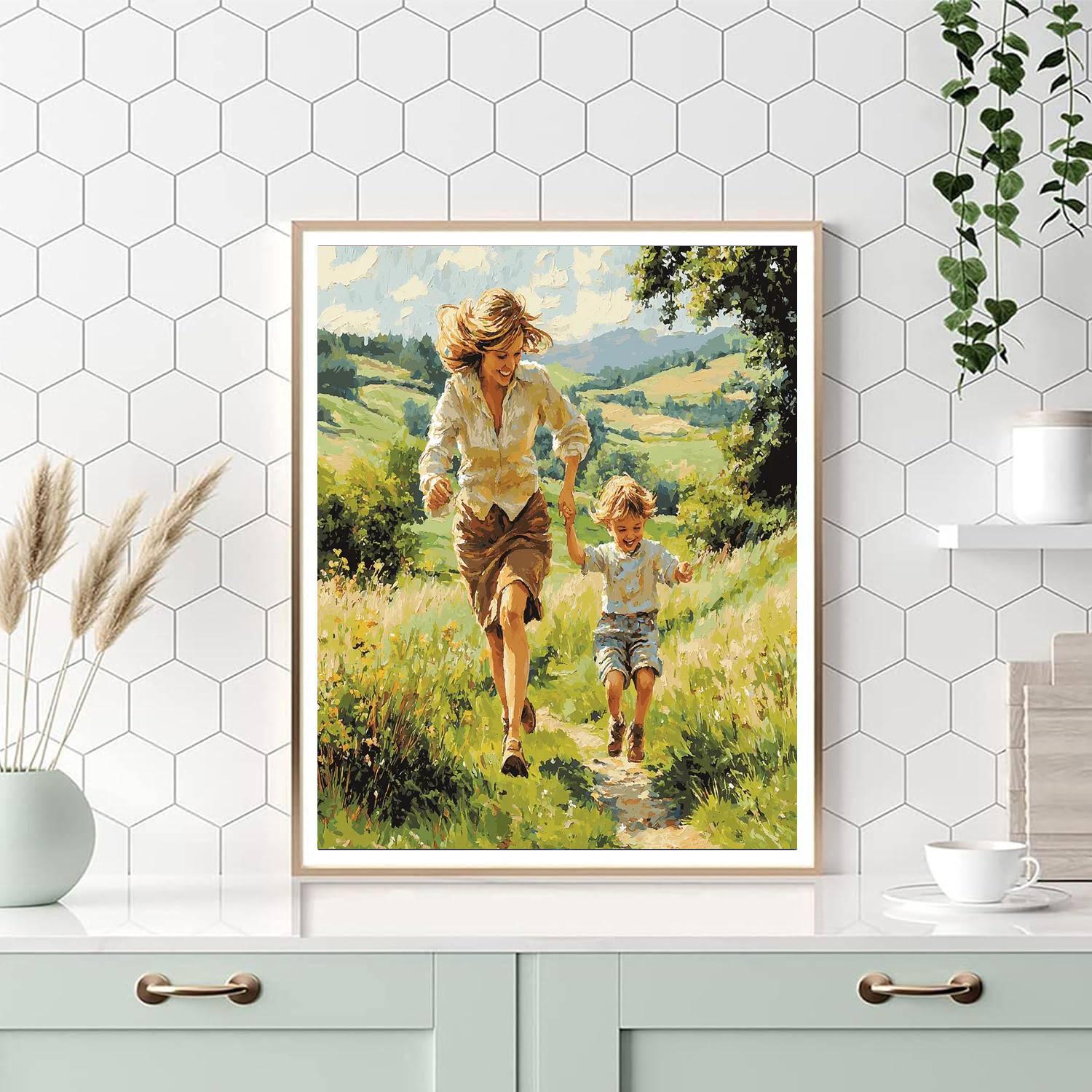 Mom And Child On A Nature Walk Paint By Number