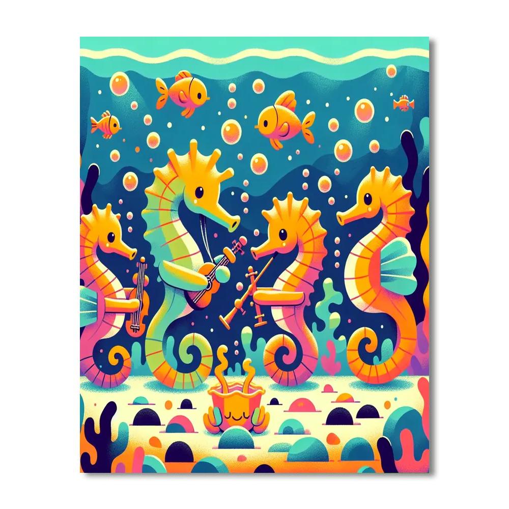 Singing Seahorse Symphony Painting Number Kit