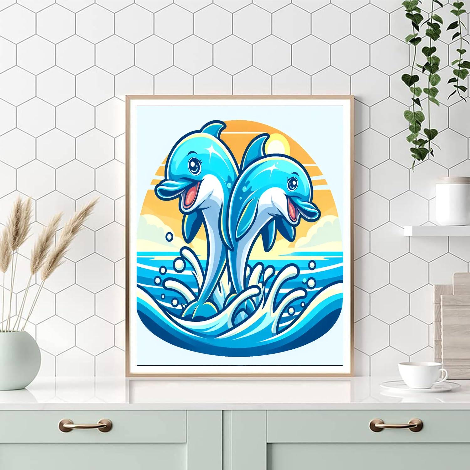 Dizzy Dolphins Painting Number Kit