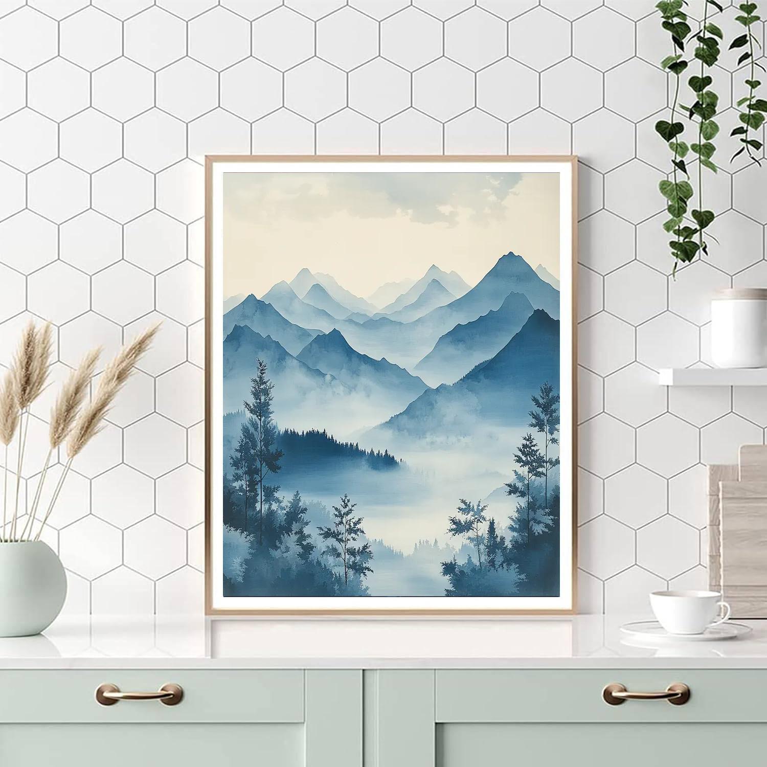 Utagawa Hiroshige Inspired Ethereal Mist Over Mountain Peaks  Painting By Numbers Kit