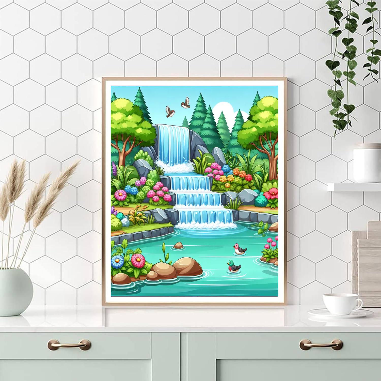 Whispering Waterfall's Secret Painting By Numbers Kit