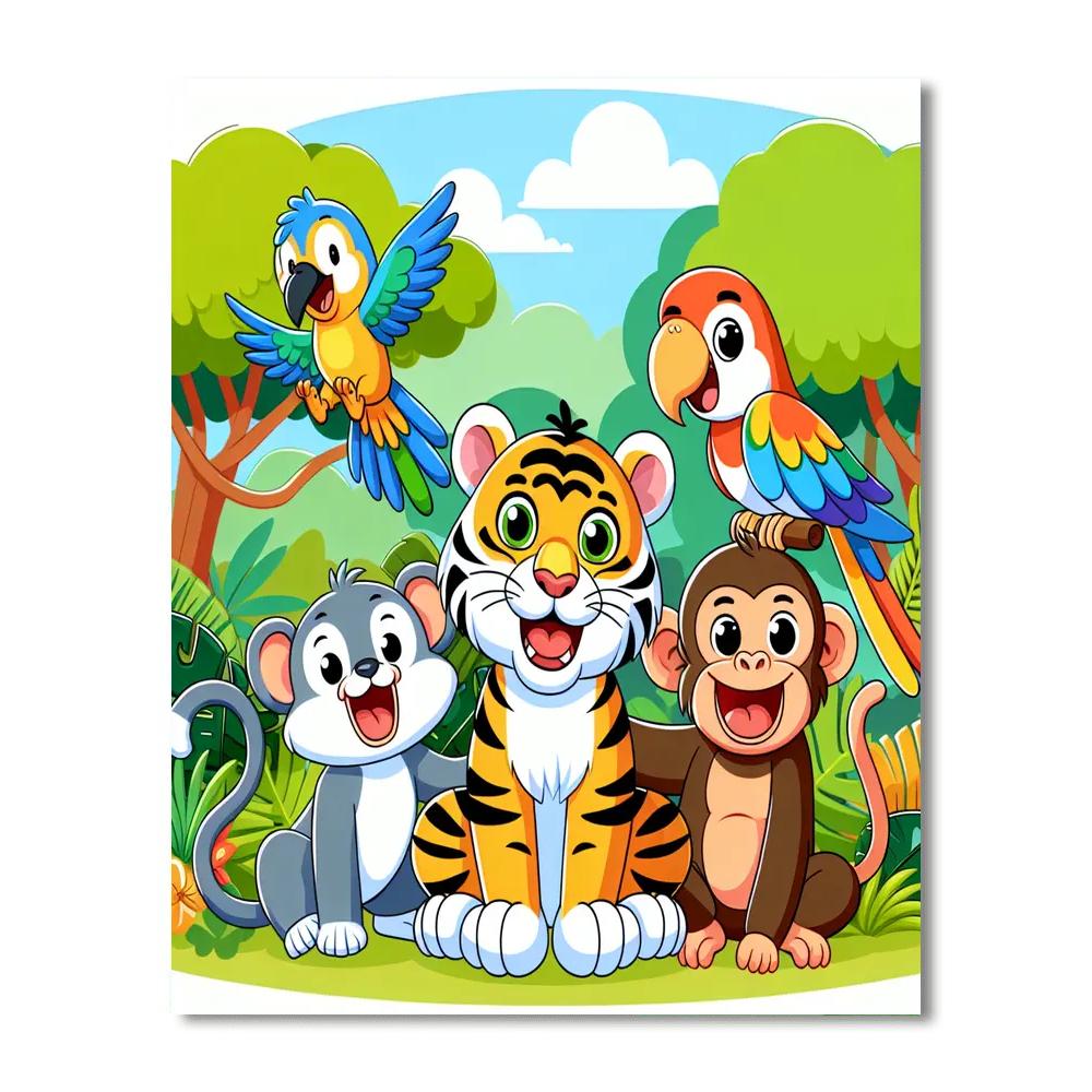 Friendly Jungle Jamboree Number Painting