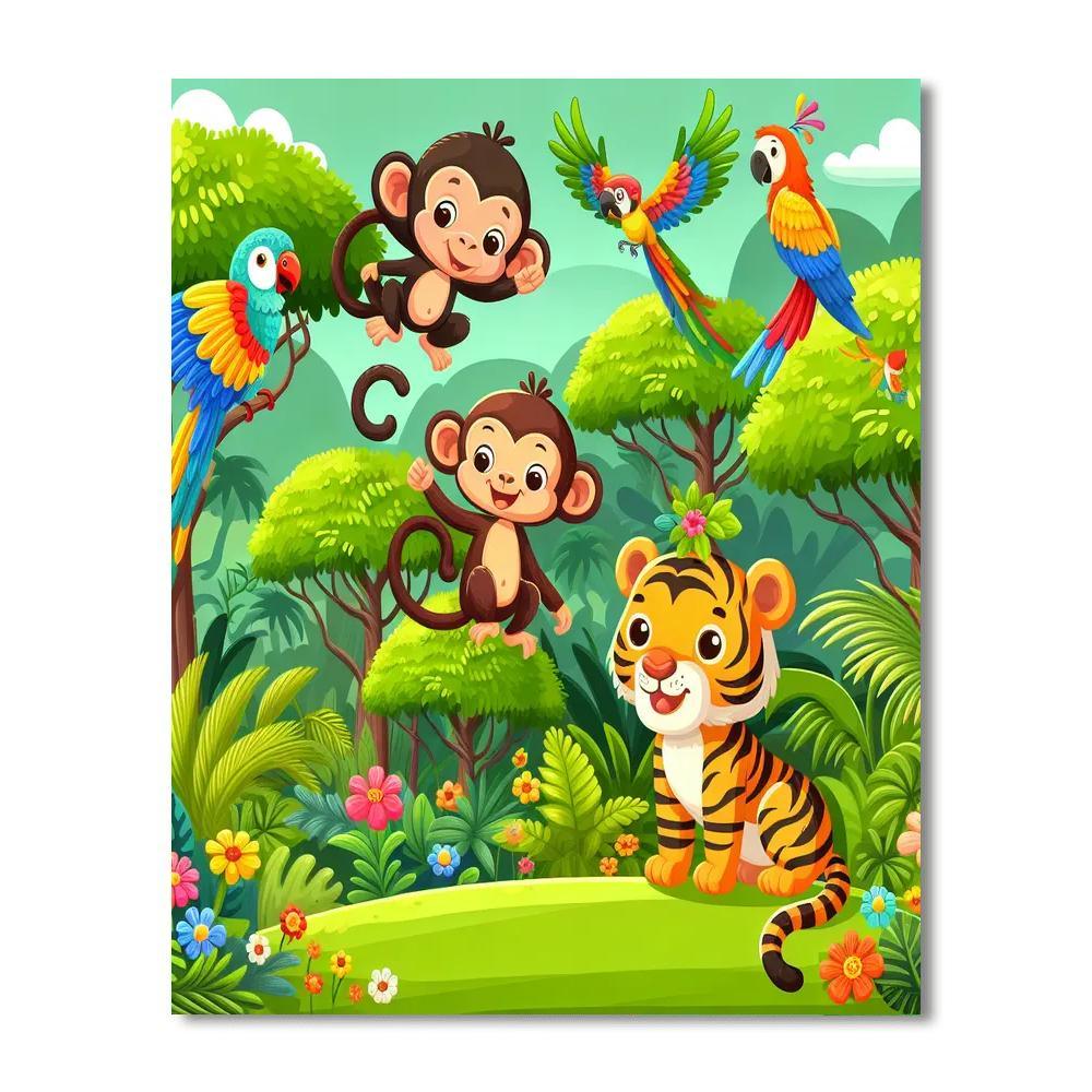 Playtime In The Jungle Paint By Numbers Art