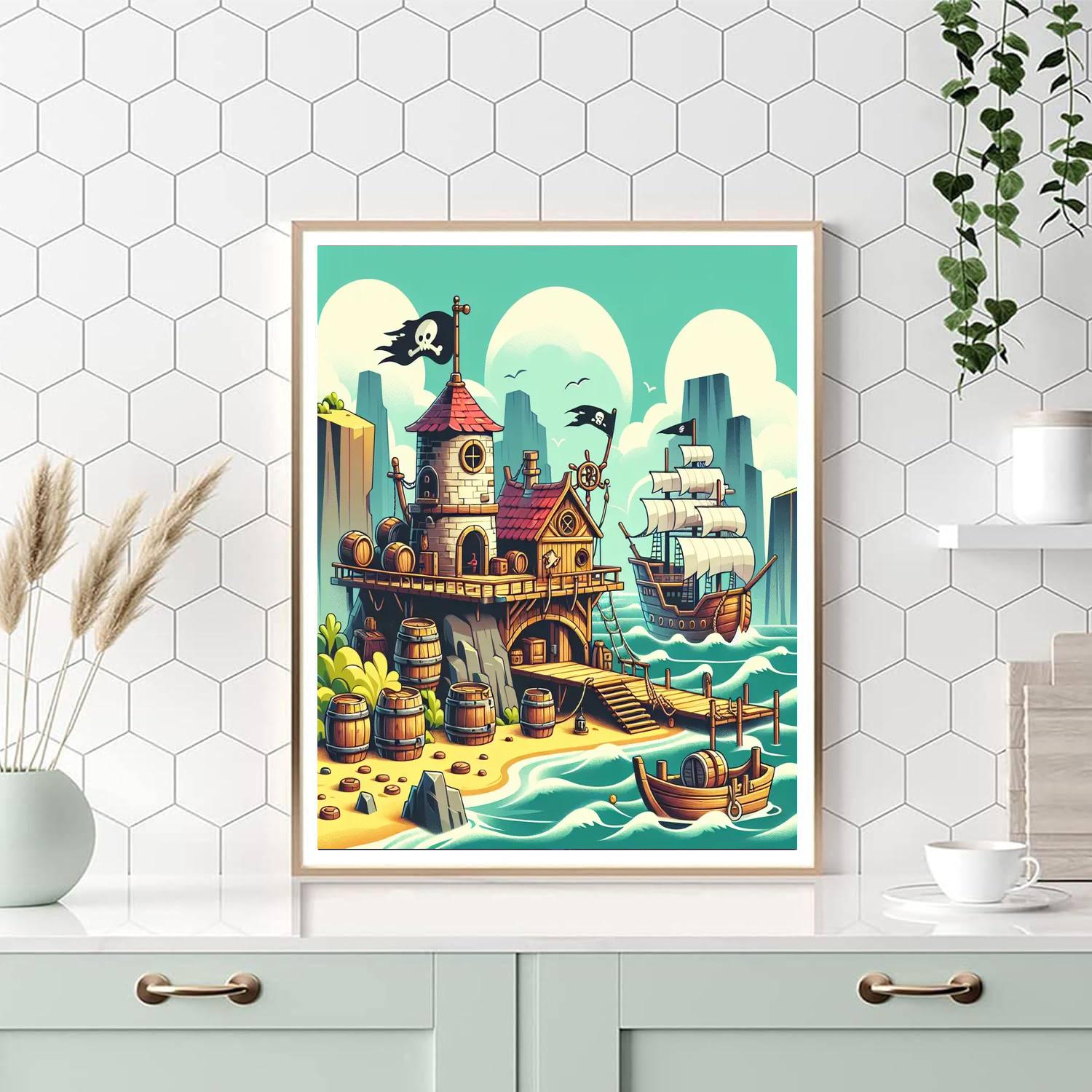 Seaside Pirate's Hideout DIY Paint By Numbers