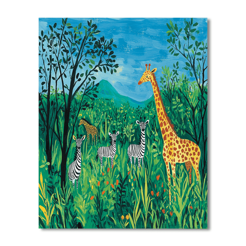 Henri Rousseau Inspired Wild Serengeti Safari  Paint By Color