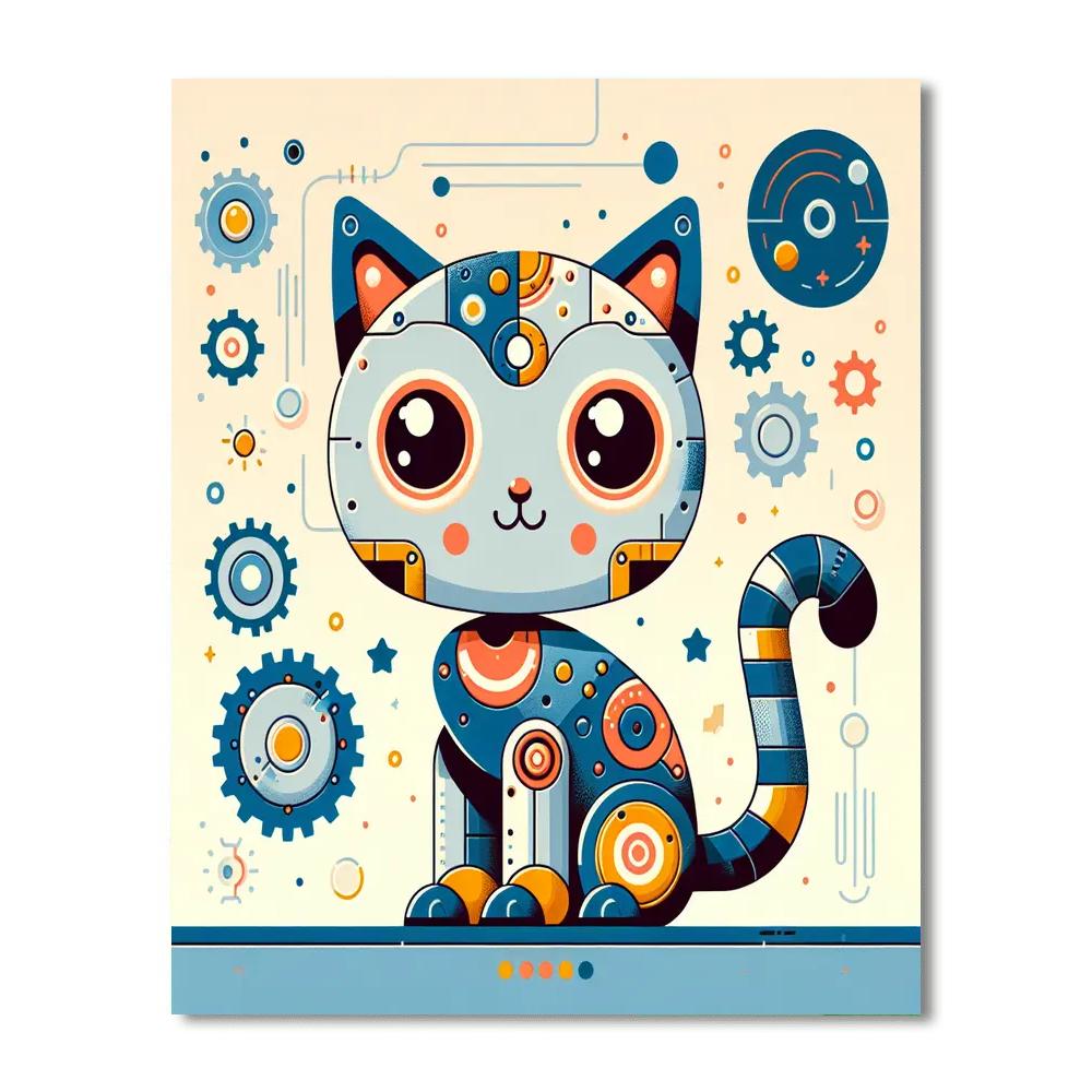 Curious Robot Cat Painting By Numbers Kit