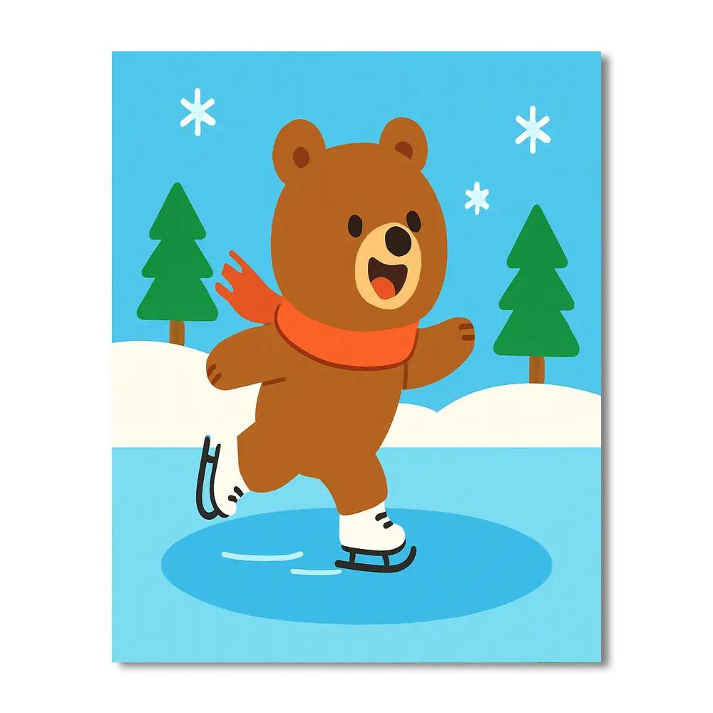 Ice Skating Bear DIY Paint By Numbers