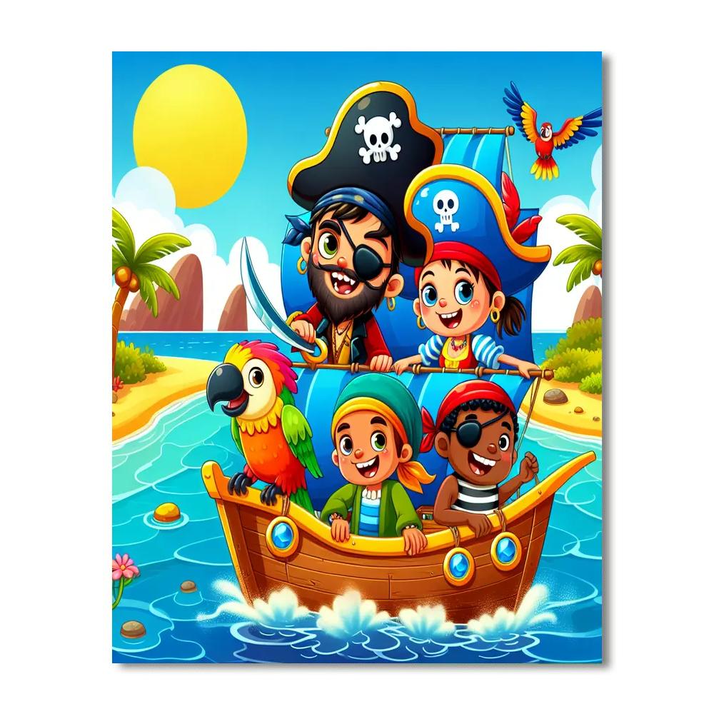 Playful Pirates At Sea Paint By Numbers Art