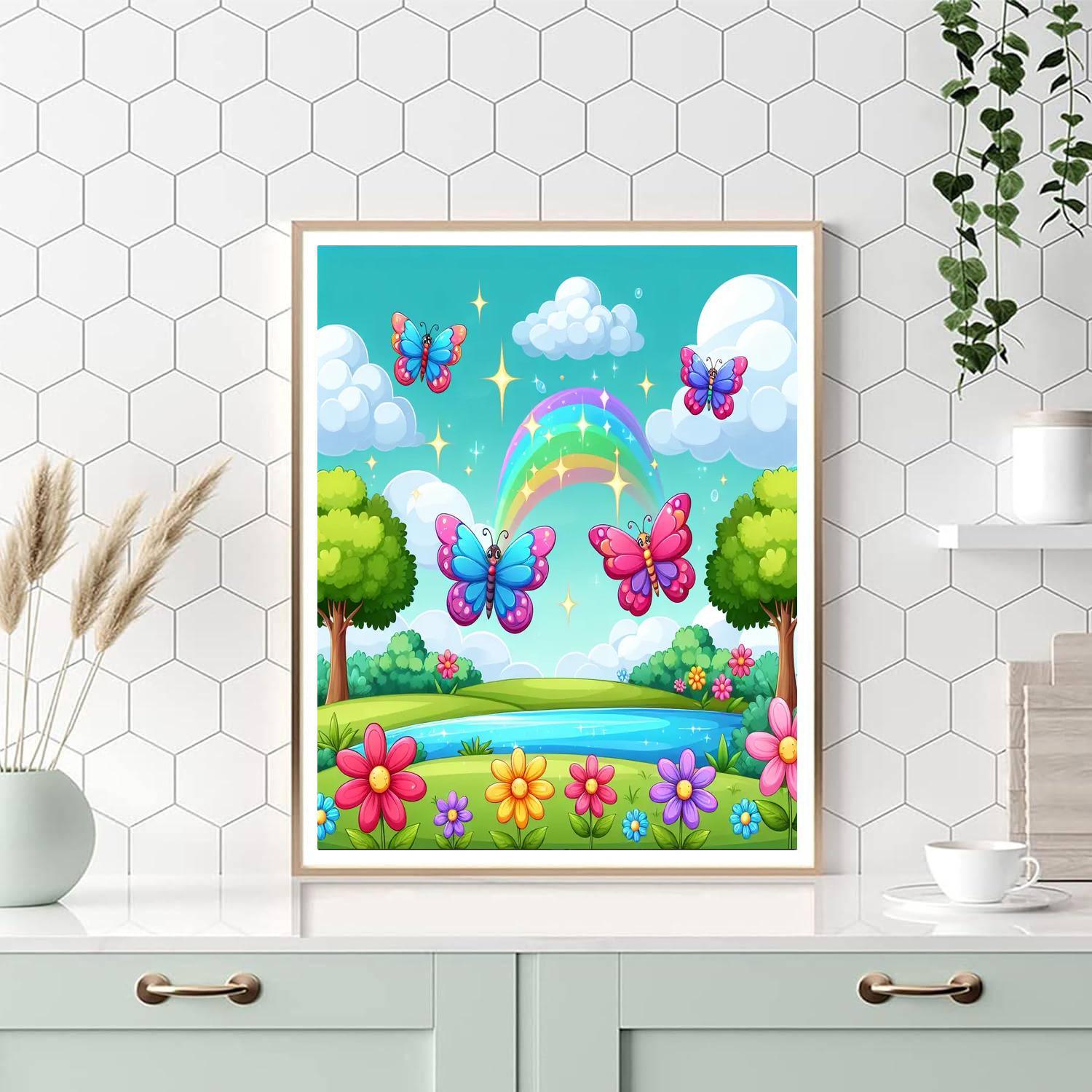 Rainbow Butterfly Paradise Paint By Color