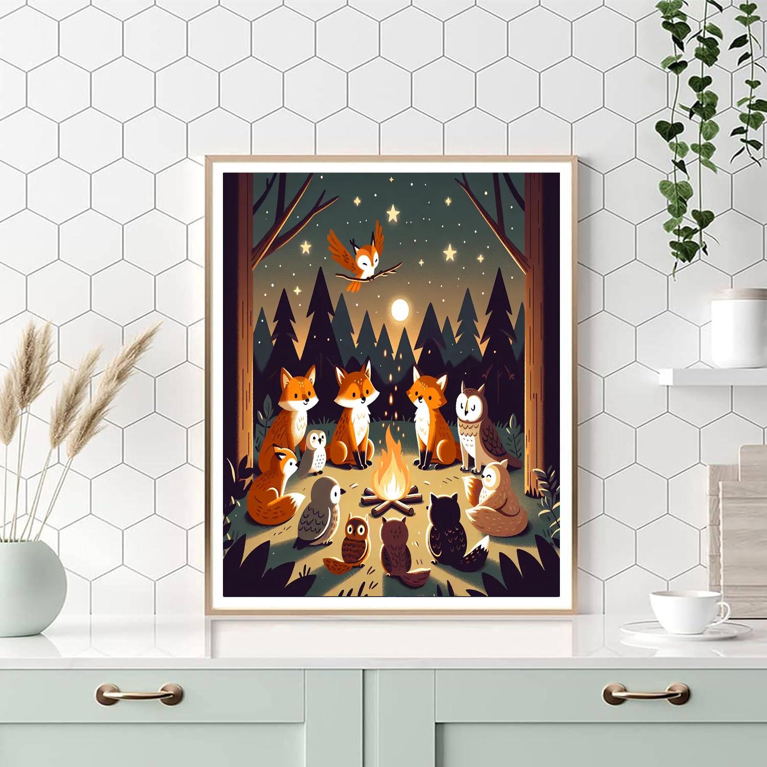Forest Campfire With Storytelling Animals Paint By Numbers Kits