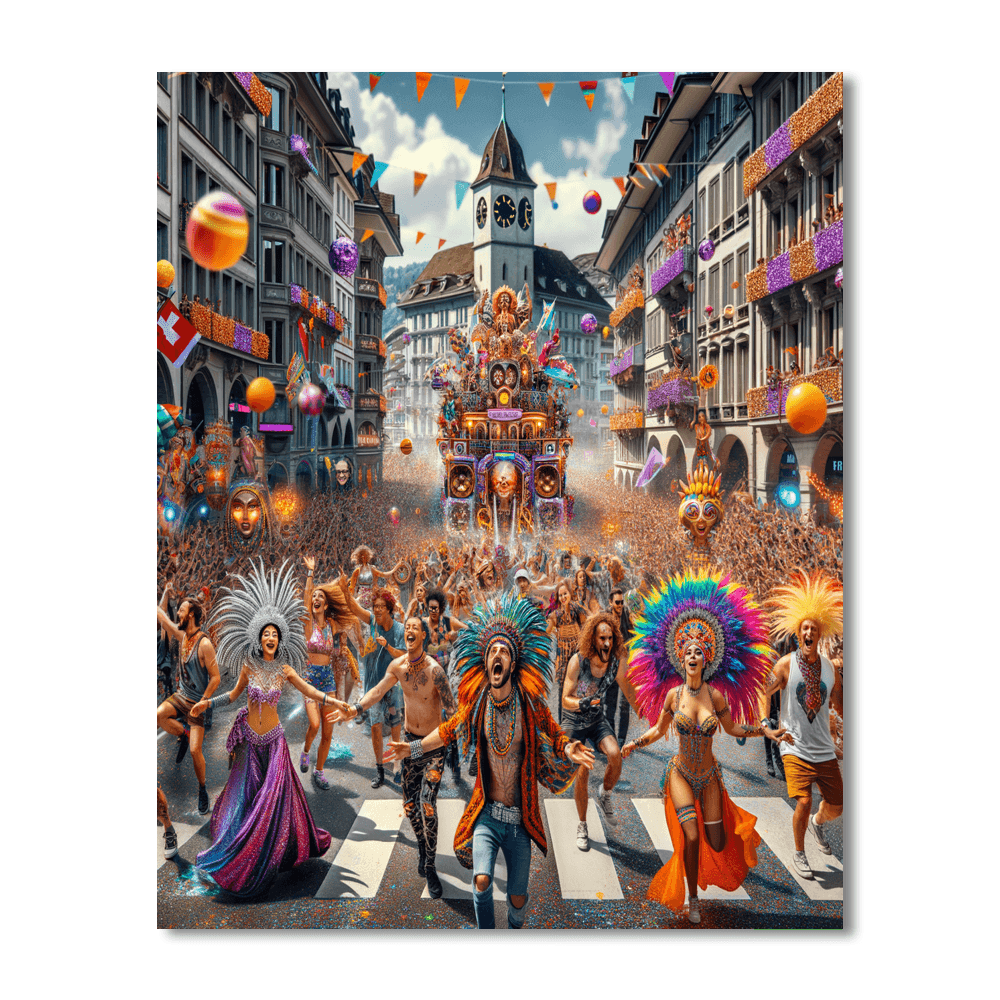 Zürich Street Parade - Switzerland - DIY Painting By Numbers Kit - Artistry Rack