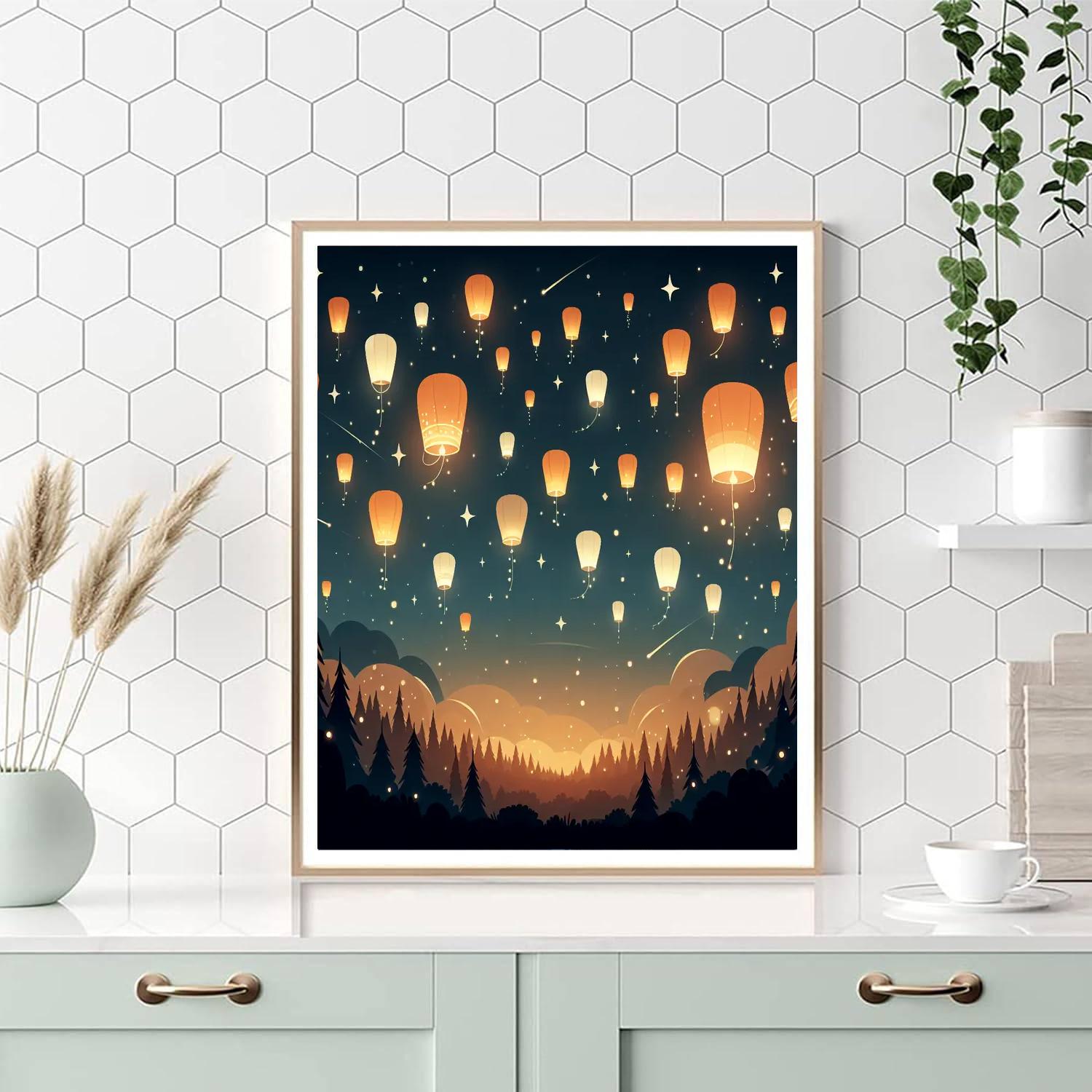 Festival Of Flying Lanterns Painting By Numbers Kit